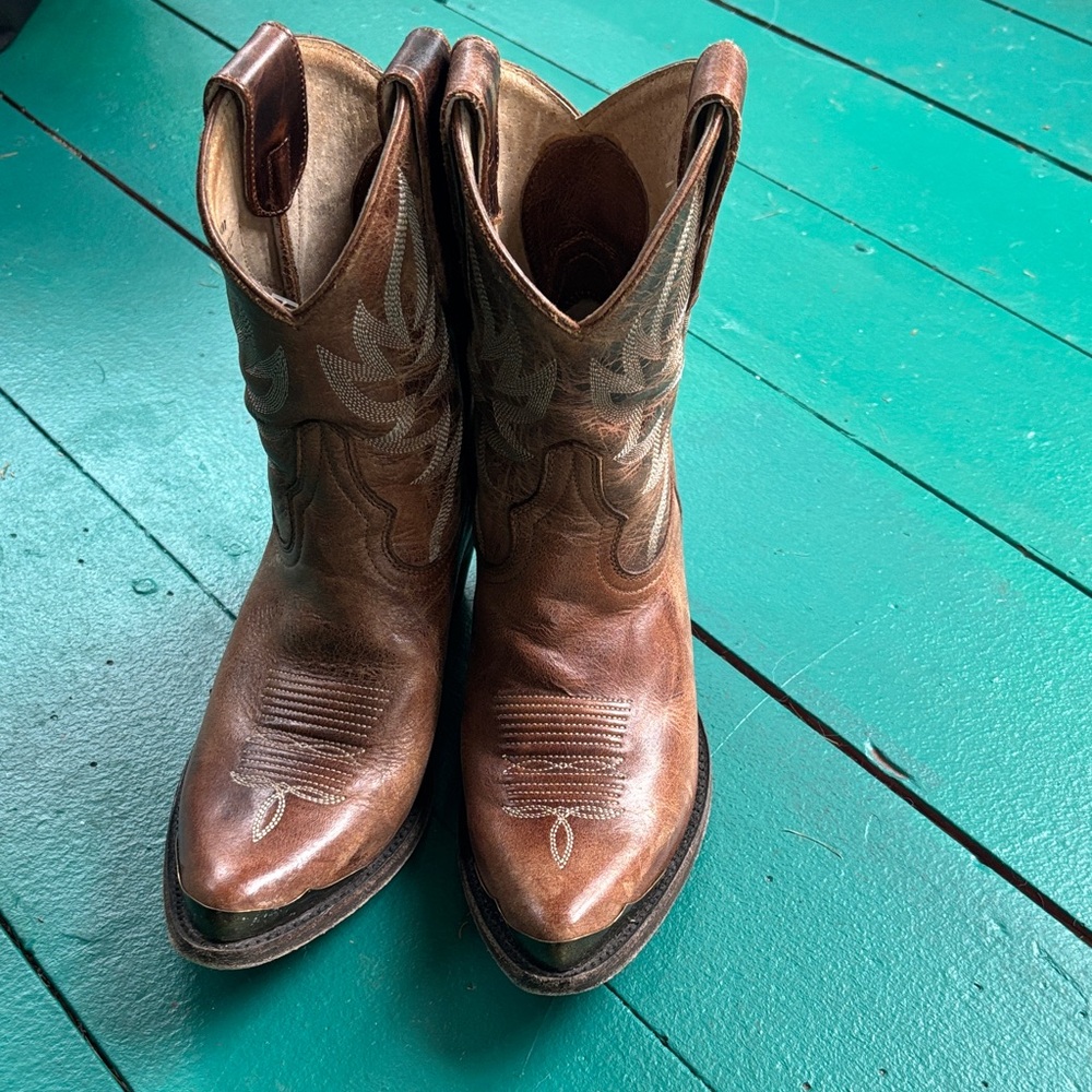 Brown Leather Cowboy Boots- 7.5- worn twice